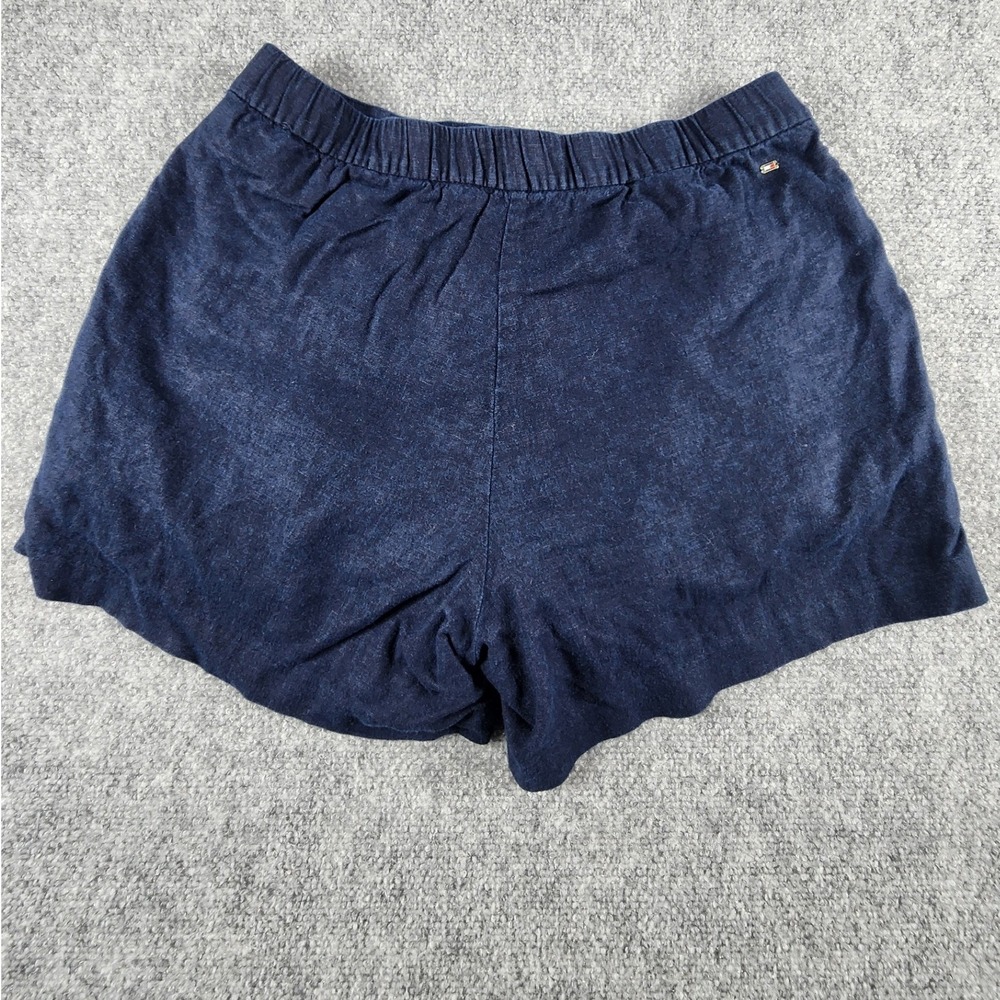 Tommy Hilfiger Womens Navy Blue Linen Blend Pleated Shorts Size M Elastic Back - Picture 2 of 7